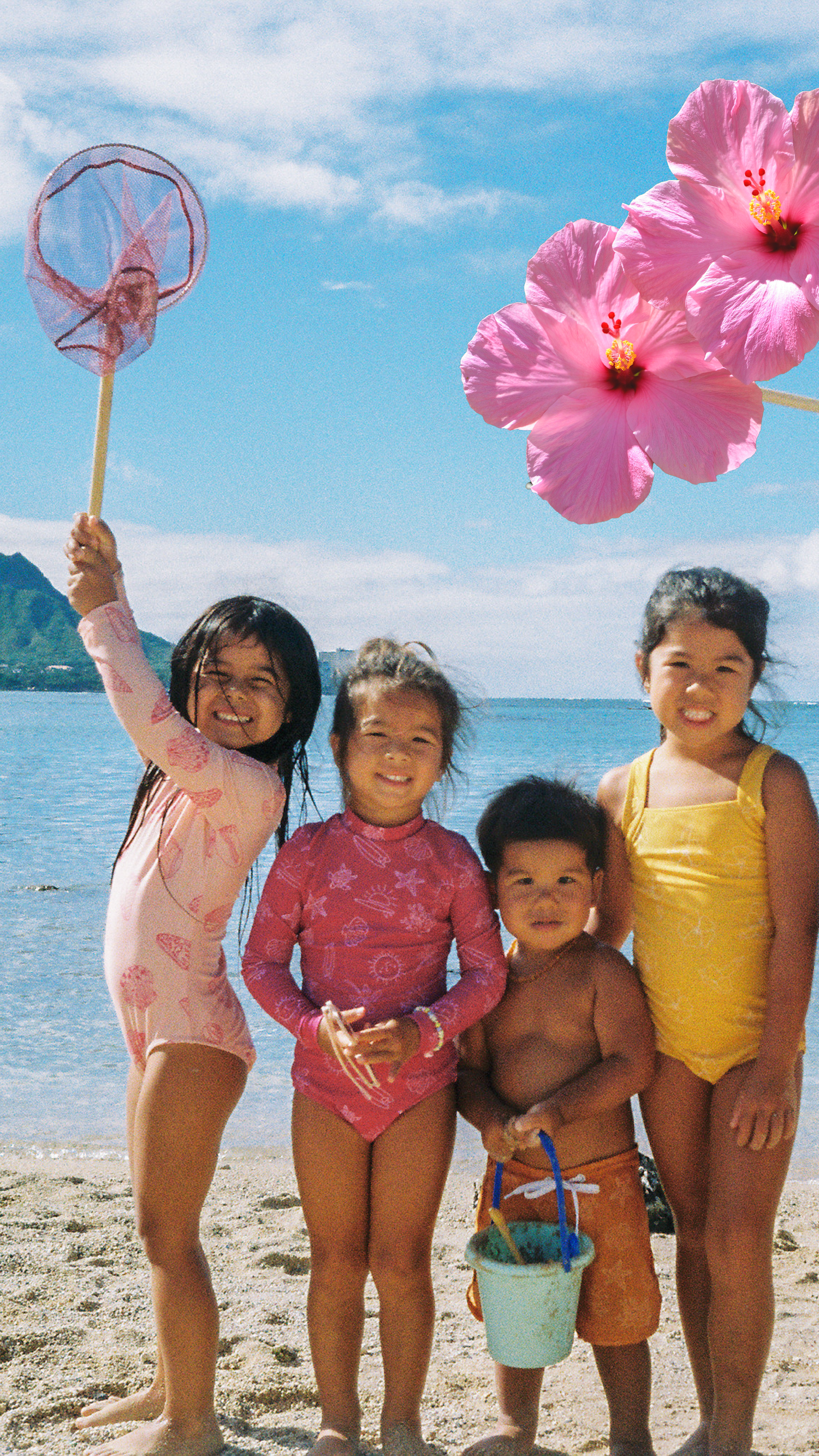 children playing on the beach